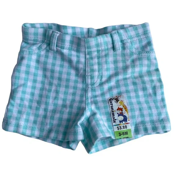 Garanimals short baby 3-6 months white and turquoise squared - Picture 1 of 2